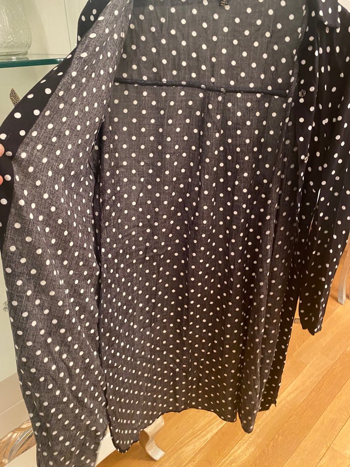 Uzun Kollu Siyah Puantiyeli Kadın Elbise - Görsel 5