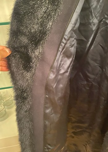 Lacivert Kürklü Yün Kaban - Görsel 5