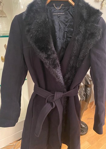 Lacivert Kürklü Yün Kaban - Görsel 6