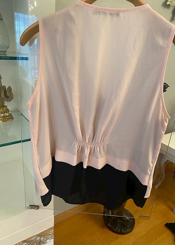 Pembe Drapeli V Yaka Kolsuz Bluz - Görsel 3