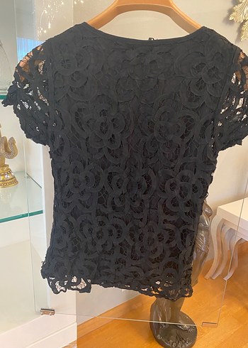 Dantel İşlemeli Siyah Kısa Kollu Bluz - Görsel 6