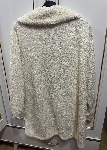 Gri Peluş Kadın Midi Kaban - Görsel 3