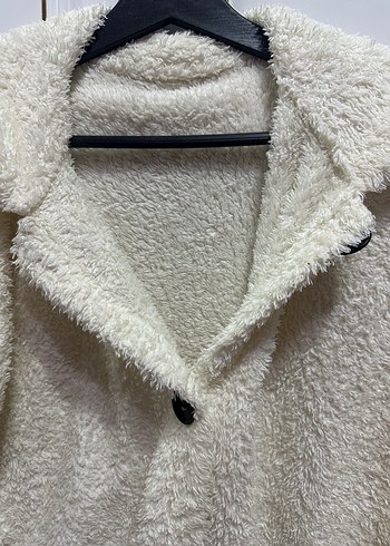 Gri Peluş Kadın Midi Kaban - Görsel 2