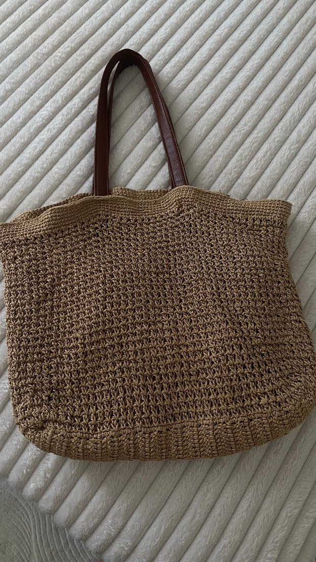 Bej Örgü Bohem Kadın Çanta - Görsel 3