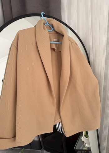Bej Midi Kadın Ceket Drapeli Notch Yaka - Görsel 2