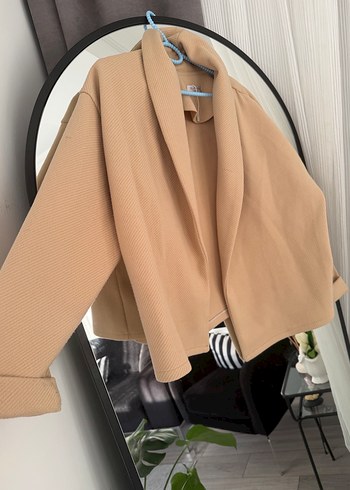 Bej Midi Kadın Ceket Drapeli Notch Yaka - Görsel 4