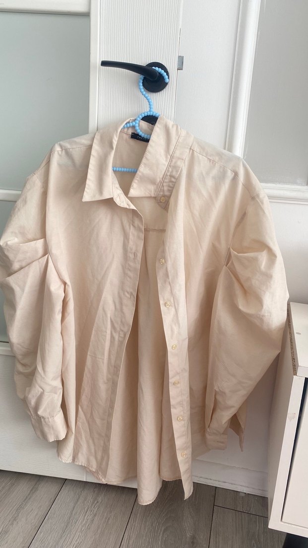 Bej Keten Kadın Gömlek - Görsel 2