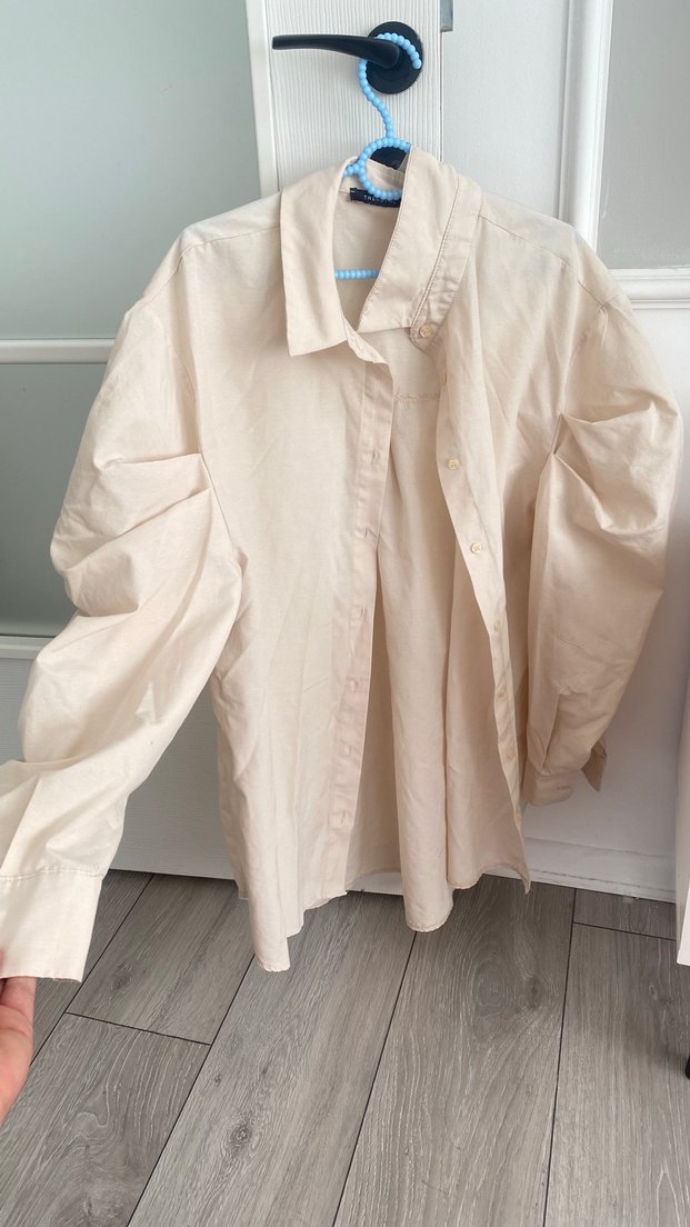 Bej Keten Kadın Gömlek - Görsel 4