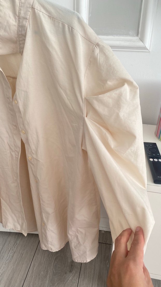 Bej Keten Kadın Gömlek - Görsel 3