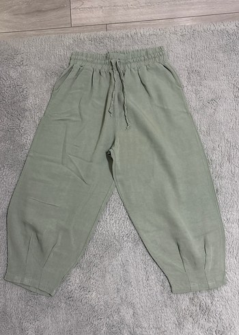 Zara Gri Keten Rahat Kesim Kadın Pantolon