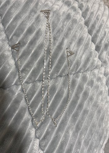 Gri Yılan Desenli Zincir Detaylı Kadın sütyen askı inciri - Görsel 2