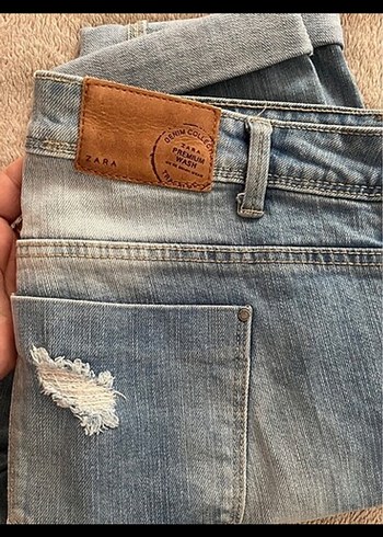 Zara Zara kadın Mavi Bol Kesim Midi Denim Jean
