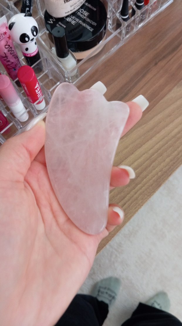 Diger Pembe Gül Kuvars Gua Sha Taşı - Görsel 2