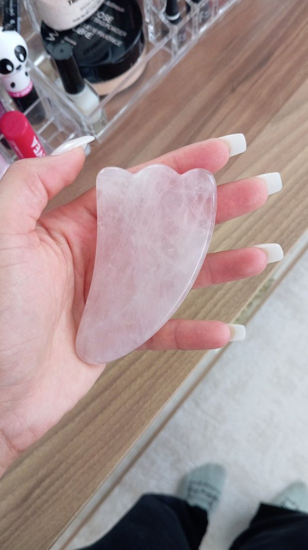 Diger Pembe Gül Kuvars Gua Sha Taşı - Görsel 4