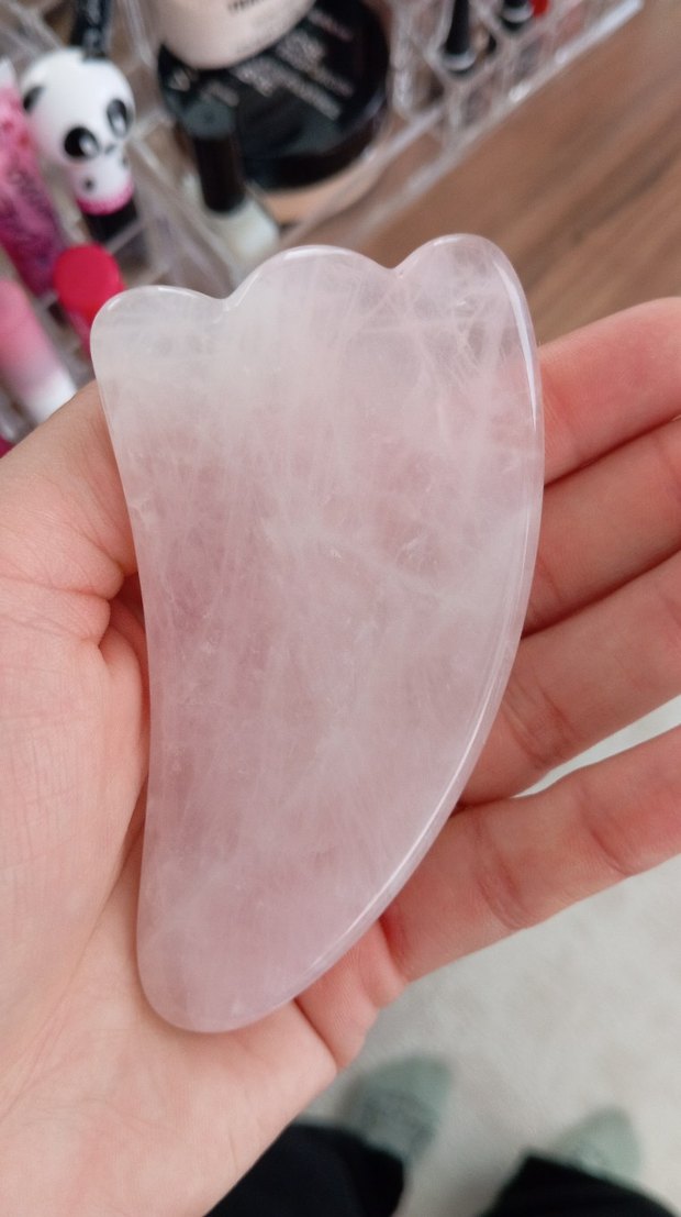 Diger Pembe Gül Kuvars Gua Sha Taşı - Görsel 5