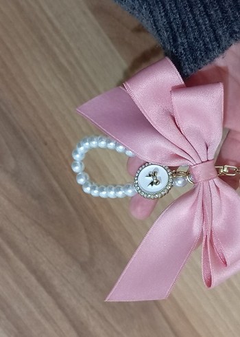Beden pembe Renk Pembe Fiyonk Detaylı İnci Kadın Anahtarlık