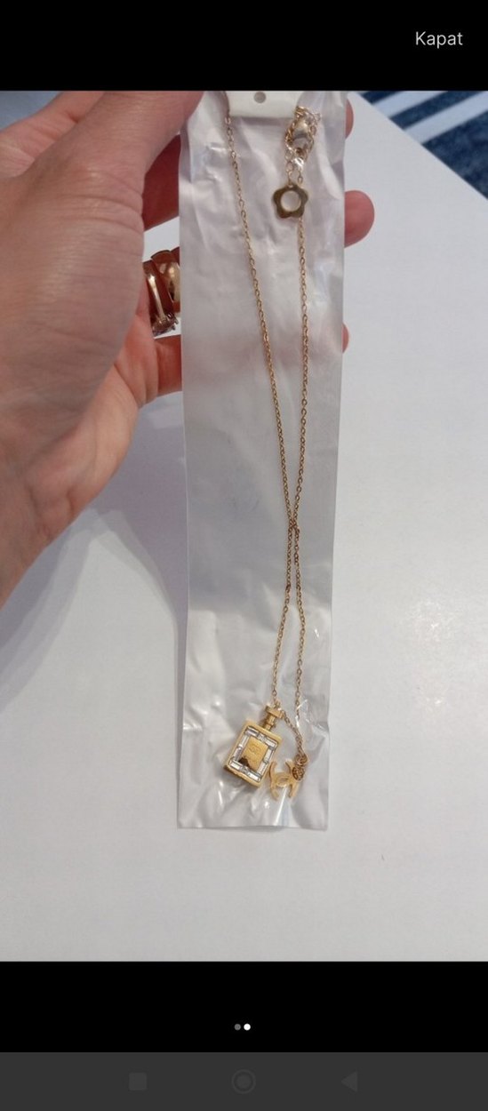 Chanel Çelik Parfüm Şişesi Kolye - Görsel 2