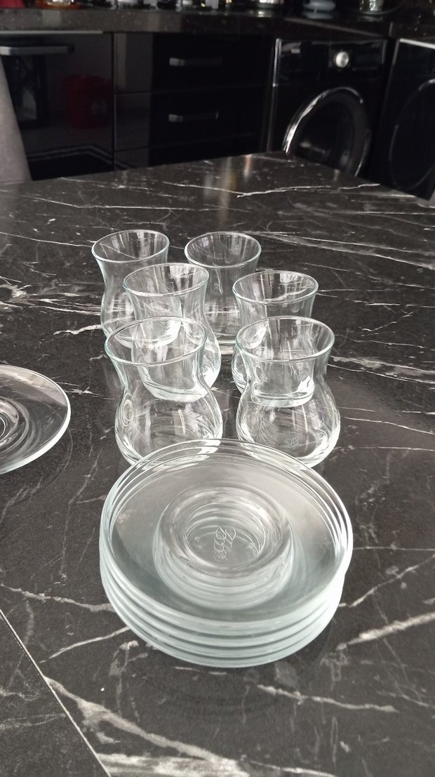 6'lı Paşabahçe Kozan Çay Bardağı ve Tabak Seti - Görsel 2