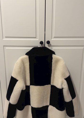 Mango Siyah Beyaz Kareli Kürk Ceket - Görsel 3