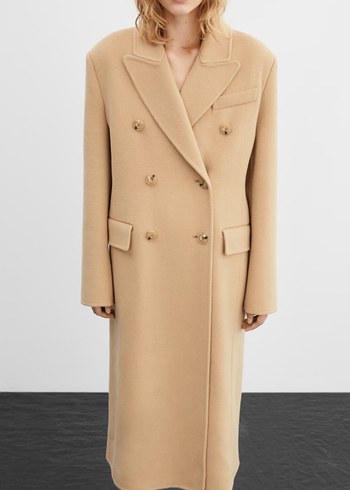 Mango Saf Yünlü Kruvaze Kaban - Görsel 2