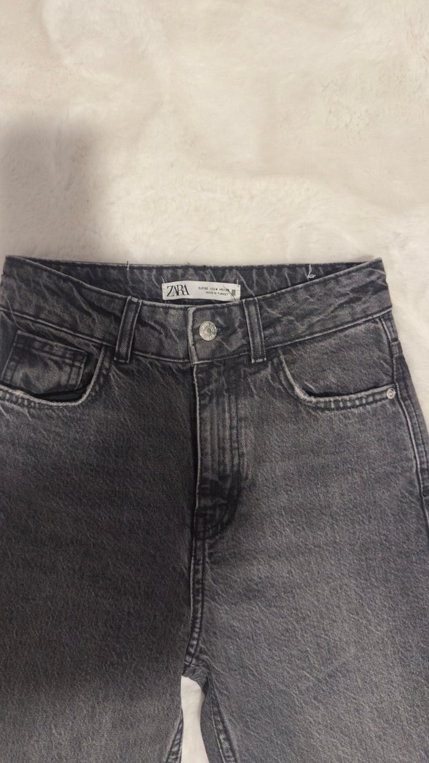 Zara Gri Yüksek Bel Jean - Görsel 2
