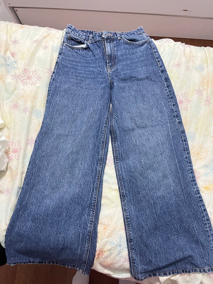 Kadın Mavi Bol Paça Pantolon - Görsel 5