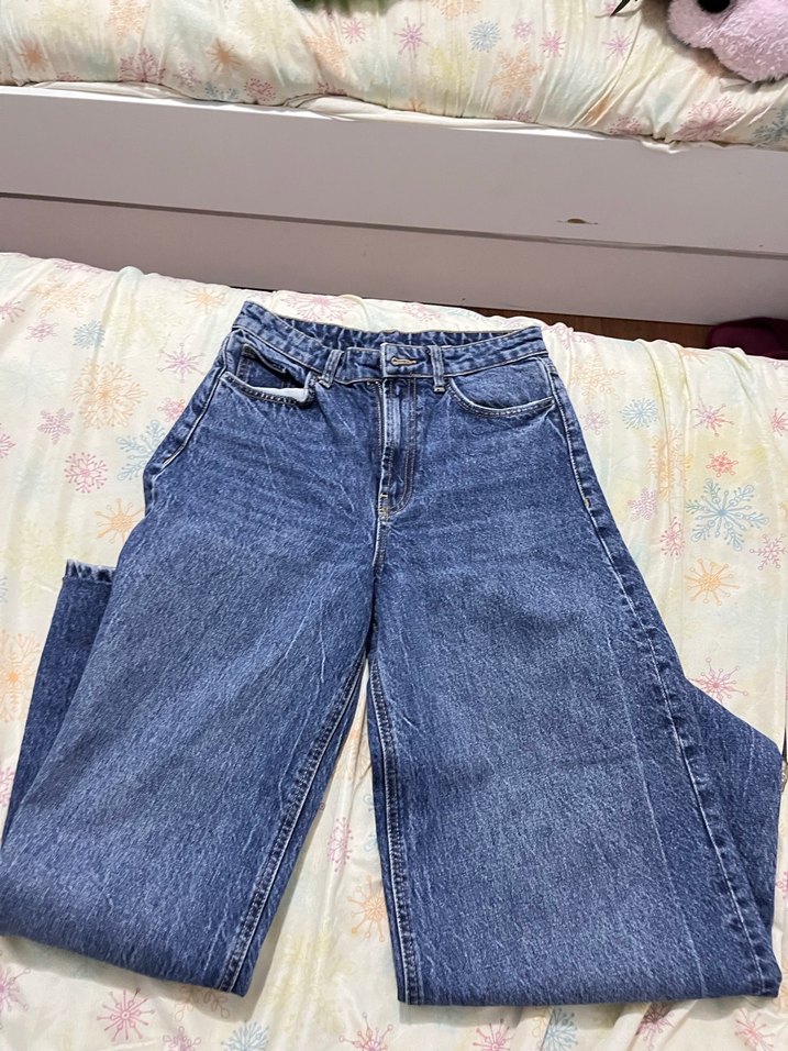 Kadın Mavi Bol Paça Pantolon - Görsel 3