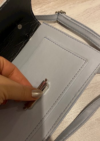 Gri Zincir Detaylı Deri Kadın Çanta - Görsel 4