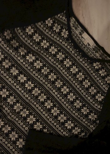 Bohem Desenli Uzun Kollu Gri Triko Elbise - Görsel 2