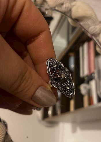 Pullu Vintage Gri Bohem Yüzük - Görsel 2