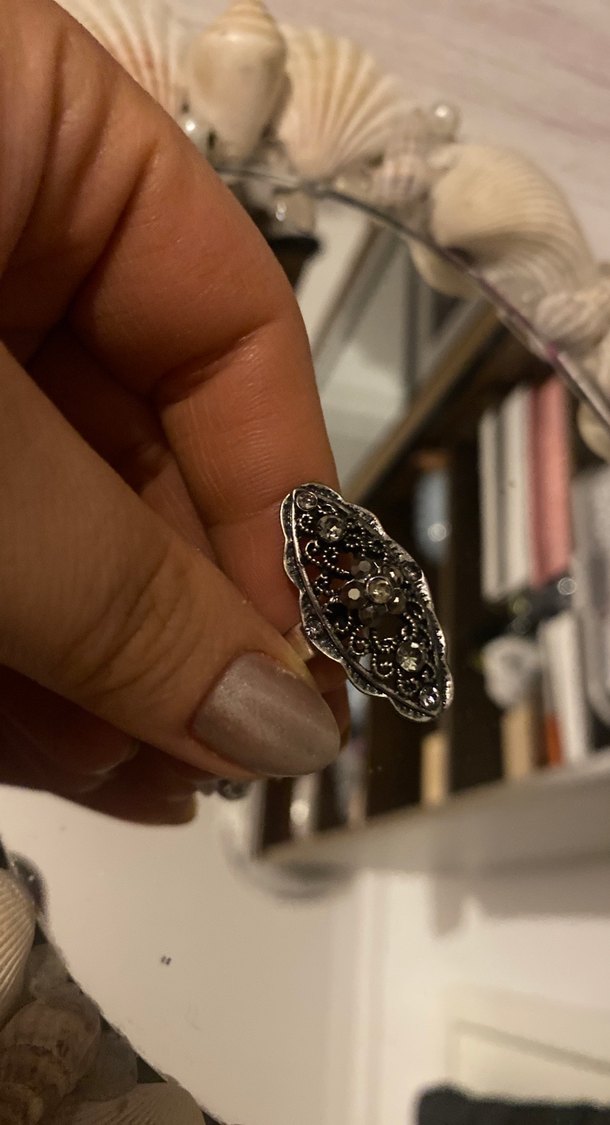 Pullu Vintage Gri Bohem Yüzük - Görsel 2