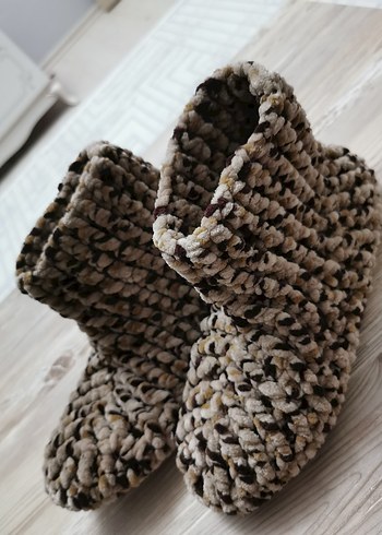 Bohem Tarzı Kız Örgü Sıcak Ev Terliği - Görsel 2