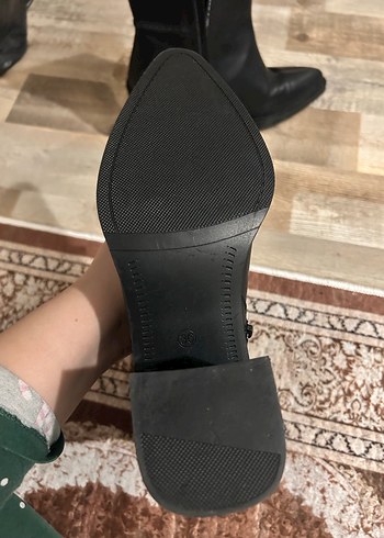 Siyah Deri Kadın Topuklu Bot - Görsel 7