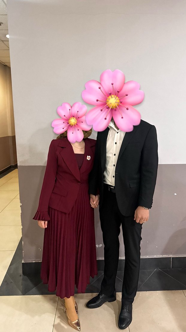 Bordo Pileli Midi Düğün Elbisesi - Görsel 2