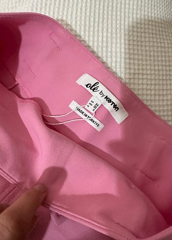 34 Beden pembe Renk Pembe Midi Kemerli Mini Etek