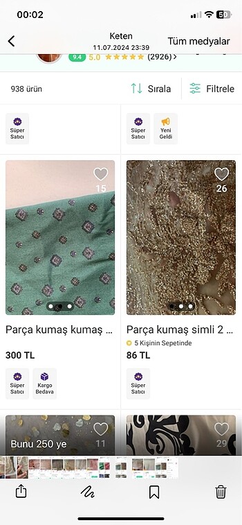  Beden Parça kumaş