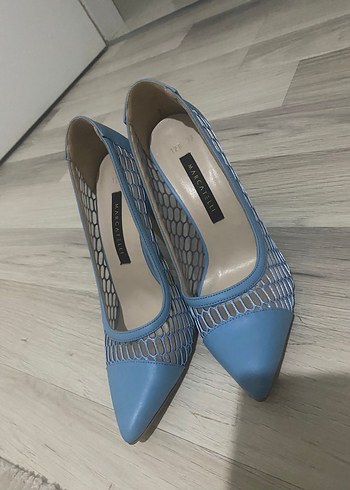 Mavi Stiletto Yılan Desenli Kadın Ayakkabı