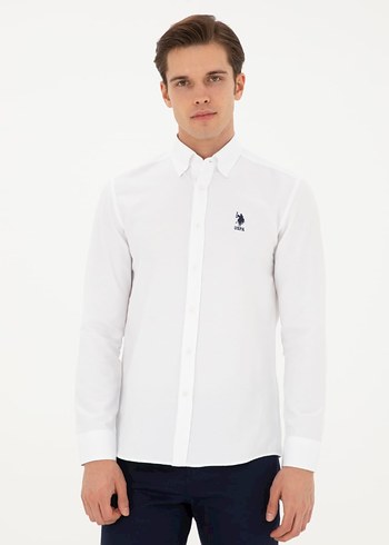 U.S Polo Assn. USPA Beyaz Erkek Pamuk Gömlek
