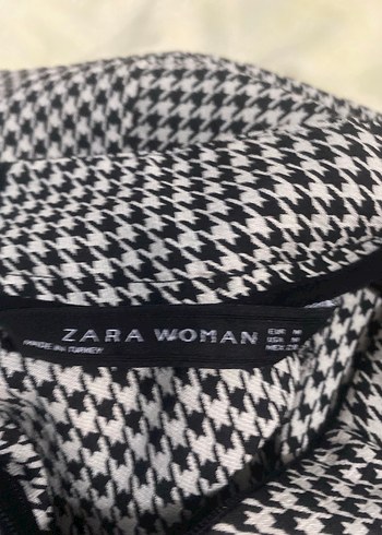 Zara Düğmeli Yaka Detaylı Kahverengi Kareli Bluz