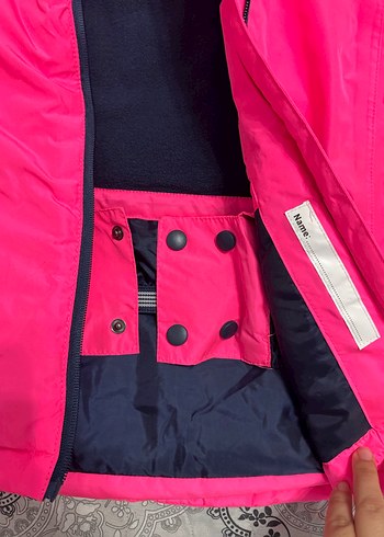 Kız Çocuk Neon Pembe Fermuarlı Mont - Görsel 4