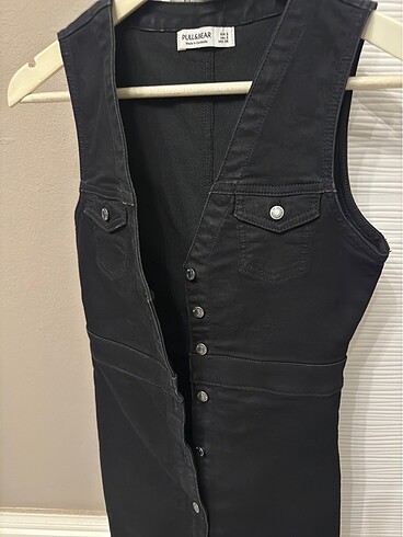 Pull&bear siyah denim elbise - Görsel 5
