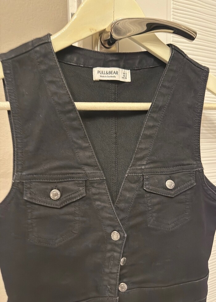 Pull&bear siyah denim elbise - Görsel 2