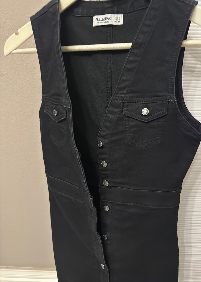 Pull&bear siyah denim elbise - Görsel 5