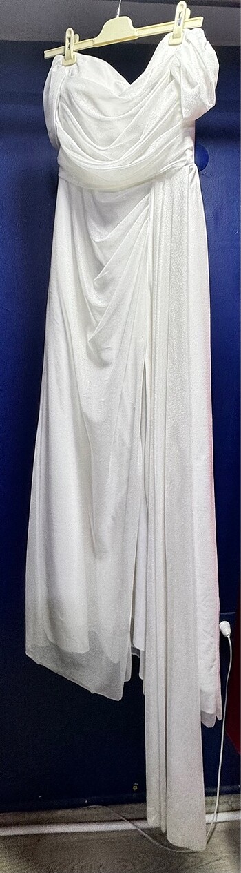 Gelinlik-Nişan-Nikah-Bride Beyaz Abiye Elbise - Görsel 8