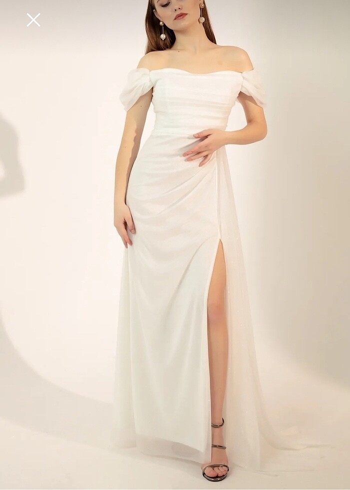 Gelinlik-Nişan-Nikah-Bride Beyaz Abiye Elbise - Görsel 2