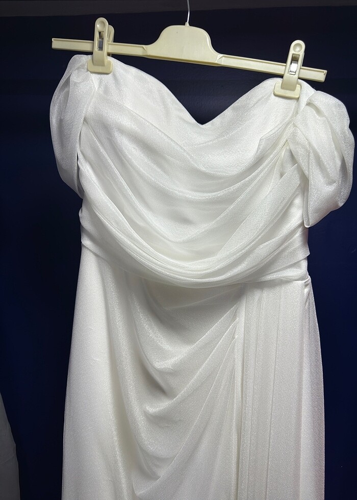 Gelinlik-Nişan-Nikah-Bride Beyaz Abiye Elbise - Görsel 5