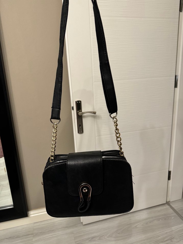 Modern Klasik Siyah Deri Kadın Çanta - Görsel 5