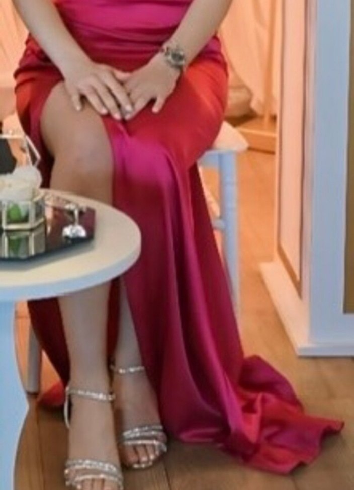 Abiye Nişan Elbisesi Pembe Uzun Drapeli Straplez - Görsel 2