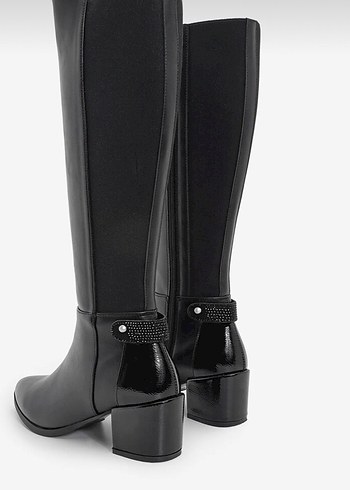 Marjin Siyah Deri Tokalı Dizüstü Kadın Çizme - Görsel 2