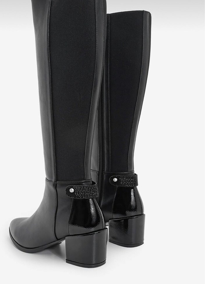 Marjin Siyah Deri Tokalı Dizüstü Kadın Çizme - Görsel 2